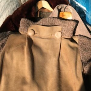 Rare Mark Cross, felted wool/golden suede cardigan